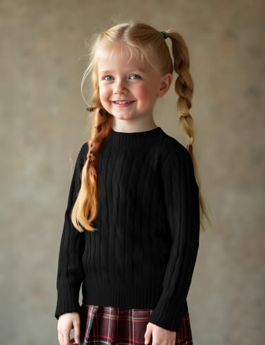 Girls' Sweaters Casual Long Sleeve Cable Knit Pullover Sweater Kids Fall Winter Crew Neck Jumper Top2