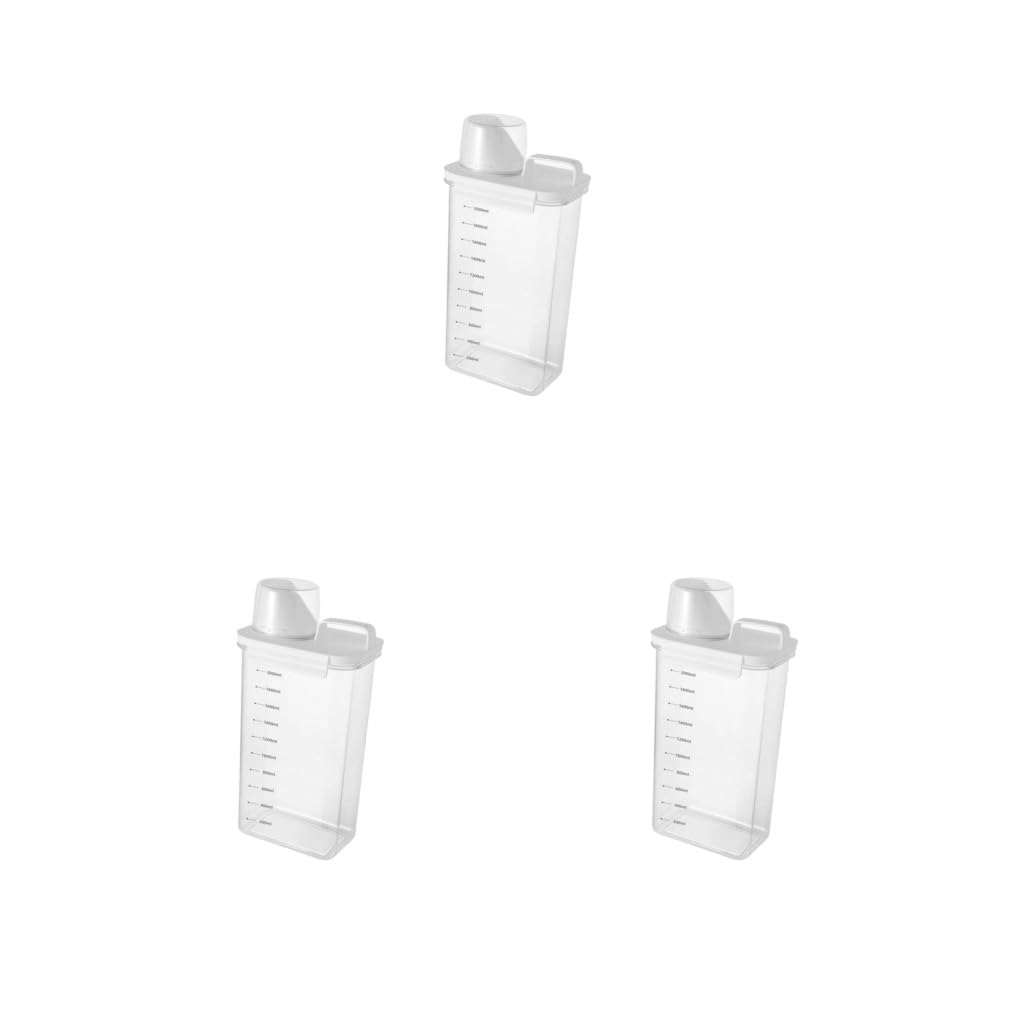 Juego de 3 depósitos de almacenamiento de detergente transparente para lavandería y jabón para lavandería