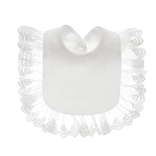 Surakey Baby Muslin Bandana Drool Lace Bib - Adjustable, Teething and Drooling Saliva Towel for Newborn - White