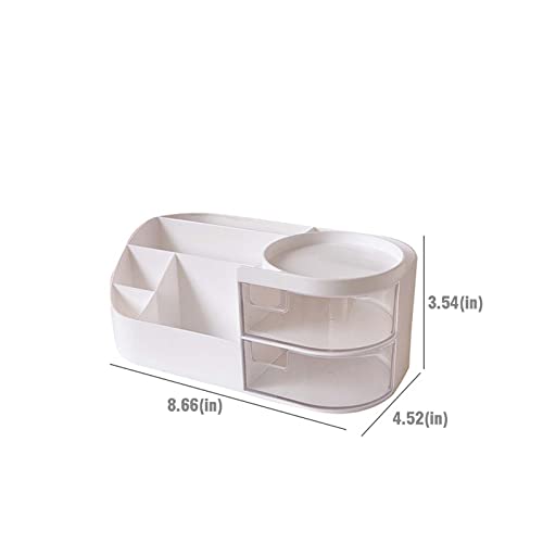 Kawaii Stationery Storage Box Makeup Organizer Hand Account Supplies Storage Box Cute Desktop Multifunctional Organizer (L,White)
