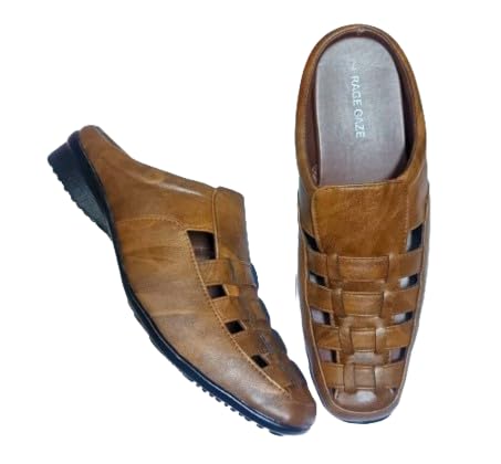 rage gaze Men's Artificial Leather Slip-On Mule Sandals, Brown, Closed Toe Design-picture-24