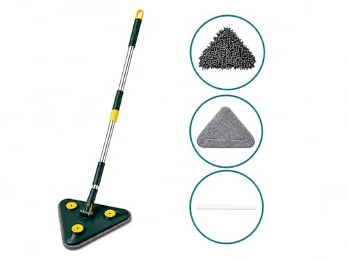 Image of 360 Rotating Triangle Mop with Adjustable Long Handle, Microfiber Flat Mop for Floor, Wall & Corner Cleaning, Easy Squeeze Cleaner for Home & Kitchen