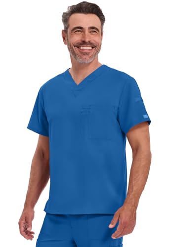 Image of Dickies EDS Essentials Scrubs for Men V-Neck 360 Stretch Medical Scrub Top | Relaxed Fit, 2 Pocket Design, 360 Stretch, Moisture Wicking Fabric, Durable Construction, Side Vents, Easy Care