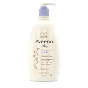 Aveeno Baby Calming Comfort Moisturizing Body Lotion with Relaxing Lavender & Vanilla Scents, Non-Greasy Baby Lotion, Nourishing Prebiotic Oatmeal, Paraben- & Phthalate-Free, 18 fl. oz