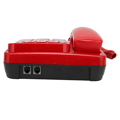 Teléfono fijo con cable rojo con memoria y altavoz miniatura 6