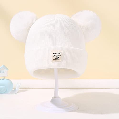 Toddler Boy Winter Beanie Baby Knit Hat Warm Girl Beanie Newborn Cute Bear Pom Hats for Kids4