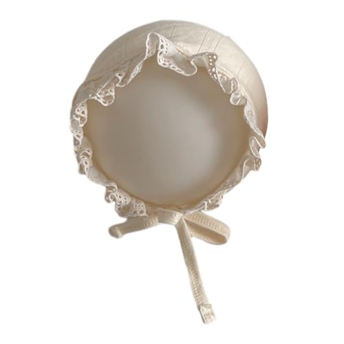 Stylish Infant Hat with Lace Edges Soft & Breathable Lace Trimmed Baby Bonnet Flower/Rabbit for Photoshoots & Parties Beige, rabbit1