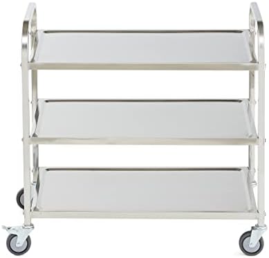 Amazon Brand - Movian 3-Tier Stainless Steel Serving Trolley - Metal