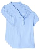 The Children's Place Girls Short Sleeve Ruffle Pique Polo,Daybreak 5 Pack,L (10/12)