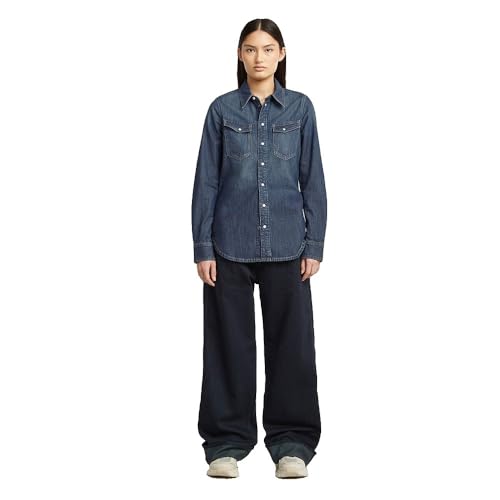 Miniatura 5 de G-Star Slim Western Shirt Ls Wmn Camiseta, Azul Antique Faded Hurricane D27714-D539-H701 , M Mujeres