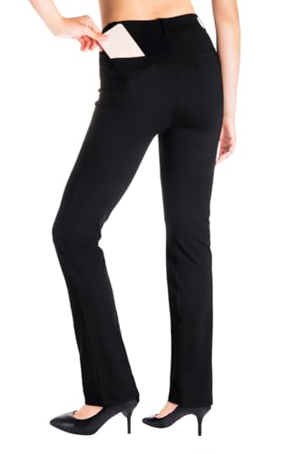 Image of Yogipace,Belt Loops,Women's Petite /Regular /Tall Straight Leg Yoga Dress Pants