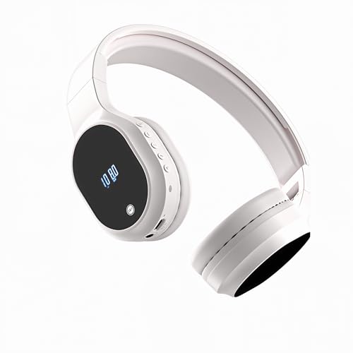 T.TAOMI FM Radio Headphones, Wireless Radio Headset for Mowing Cycling Jogging Portable Radio with USB Power LED Display, Easy to Use, 3.5mm Jack, Gifts for Seniors Elderly(White)