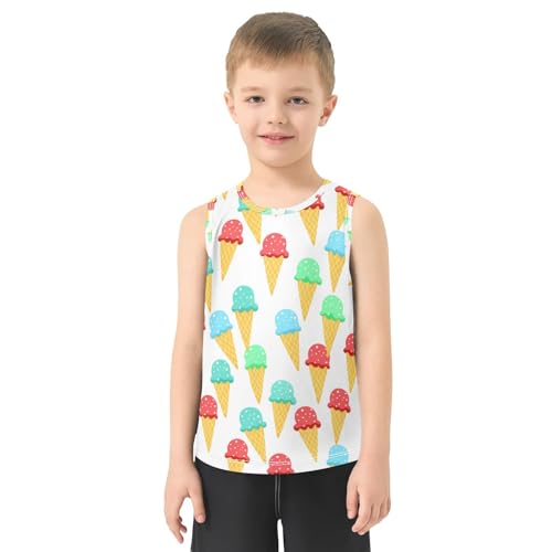 J JOYSAY Ice Cream Cone White Boys Tank Top Sleeveless Muscle Shirts Quick Dry Kids T-Shirts 3-15T2