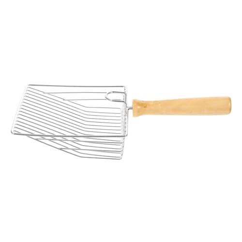 TOGEVAL 1 セット ステンレス製猫砂シャベル 折りたたみ式 スクラッチャー 爬虫類用トイレ砂スクープホルダー 針 砂ふるい 爬虫類砂シャベル 家庭用ごみスクープ 爬虫類用のシャベル 木製