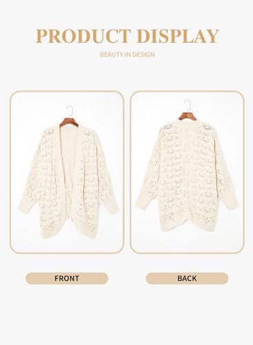Image of Eytino Womens Plus Size Crochet Cardigan Sweater Long Sleeve Hollow Out Open Front Cardigans Outwear(1X-5X)