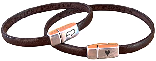Leather Anniversary Gift for Couple Boyfriend Girlfriend Matching Bracelets for Couples