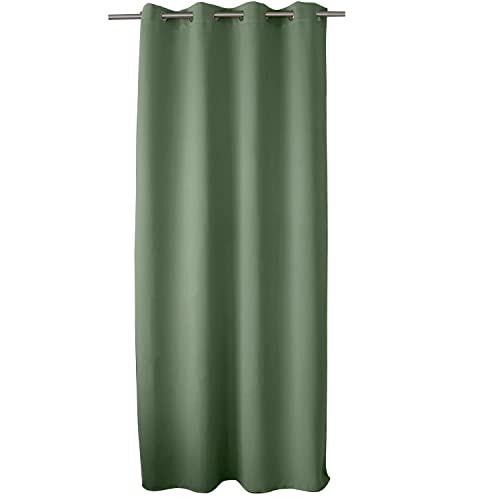 ED ENJOY HOME Rideau Occultant avec Œillets argentés, Vert Kaki Clair, 140x240cm, 100% Polyester, Tissu Certifié Oeko-TEX, Collection Réglisse
