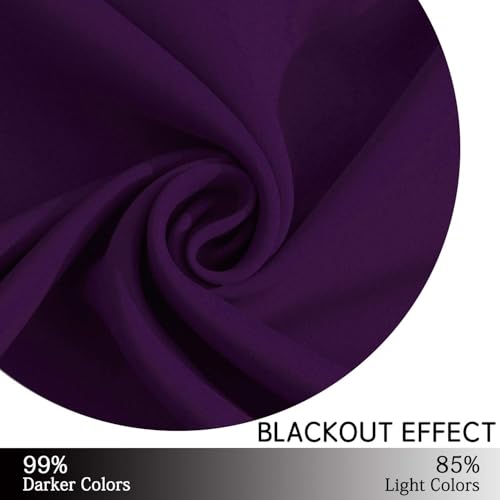 Yakamok Purple Blackout Curtains for Bedroom,Thermal Insulated Blackout Grommet Top Drapes Short Curtains for Living Room,38x36 Inch, 2 Panels