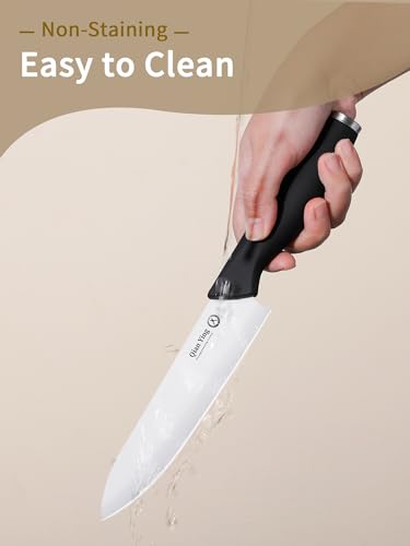 Ceramic Knife Set for Kitchen with Sheath: 100% Zirconia Pure Ceramic Sharp Blade Fruit Cutting Knives 9Pcs with Cover Rustproof Clean Cut Edge Black Handle, No Scratches on Titanium Cutting Boards - Image 4