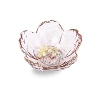 Nideen Jewellery Ring Dish Glass Floral Trinket Dish, Jewellery Plate Key Bowl for Hallways(Pink)