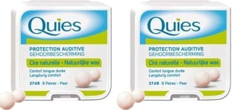 Quies – Protección auditiva de cera natural – Lote de 2 cajas de 8 pares