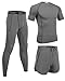 Wayleb Tuta Fitness 3 Pezzi da Uomo Tuta Sportivi Uomo Estiva Palestra Completi con Pantaloncini Compressione Maglie Corsa Leggings Set per Fitness, Jogging, Ciclismo,S+Grigio