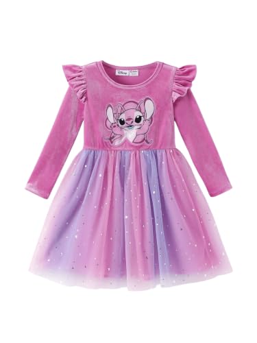 Image of Disney Girls' Tulle Tutu Dress Birthday Party Outfit Baby /Toddler | Officially Licensed, Frozen Elsa, Minnie, Princess, Velvet Top with Belt, Multi-Layer Mesh Skirt, Ruffle Long Sleeve Clothes