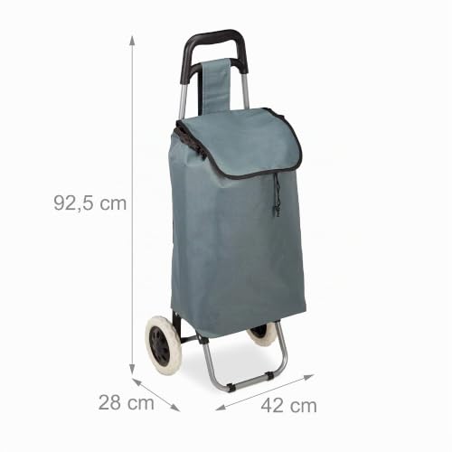 Relaxdays Einkaufstrolley klappbar, Abnehmbare Tasche 28 L, Einkaufswagen mit Rollen HBT 92,5 x 42 x...