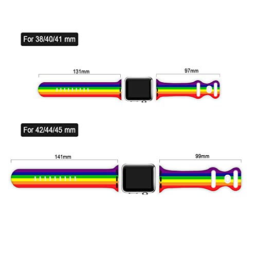 Rainbow Pride Watch Band Compatible With Apple Watch 38Mm 40Mm 41Mm 42Mm 44Mm 45Mm Wristbands Silicone Smartwatch Replaceable Strap For Iwatch Series 7 6 5 4 3 2 1 (38Mm/40Mm) #TOP1