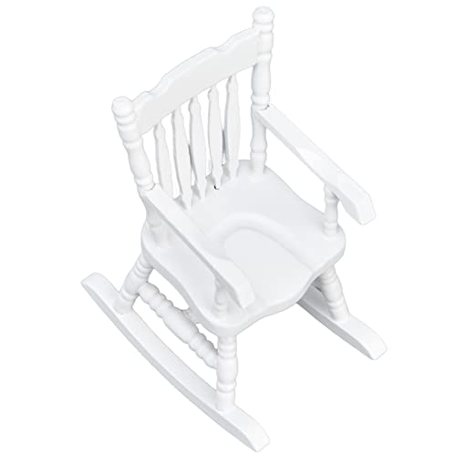 Pssopp Silla de Madera de Mano de Obra Exquisita, Silla de Casa de Muñecas a Escala 1:12 para Sala de Estar, Dormitorio, Estudio, Jardín, Mecedora, Otras Habitaciones, para Niños, Familiares,