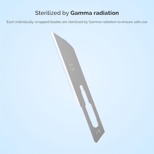 Image of JMU 100pcs Sterile Surgical Blades #14, Stainless Steel Scalpel Blades, Individually Foil Wrapped