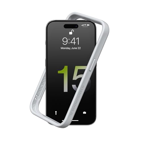 RHINOSHIELD Funda Bumper compatible con [iPhone 15 Pro Max] | CrashGuard - Funda con Tecnología de Absorción de Golpes - Resistente a Impactos de más de 3.5 Metros - Gris Platino
