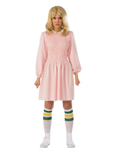 Rubies Stranger Things Temporada 1 Vestido de Disfraz de Manga Corta Eleven tamaño Adulto, como se Muestra, X-Small para Mujer