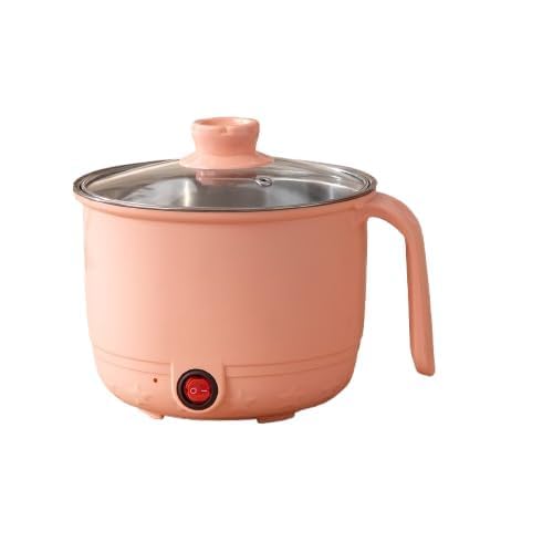 Image of Electric Cooking Pot with Steamer 1.5L | Multi-Function Mini Cooker | Non-Stick Inner | Travel Friendly Kitchen Appliance (Peach, Without Steamer)