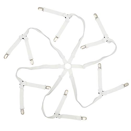 Judy1980 Triangle Tendeur Drap Housse Lit Drap Réglable,Tendeurs de Maintien,Sangle Drap Housse de Lit, Bretelles Gripper Clip de Sangles pour Draps de Lit,Matelas,Canapé et Fauteuil (Blanc) Cover