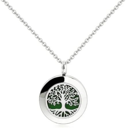Colar Difusor Pessoal Arvore da Vida Prateado Aço Inox Dourado Ar...