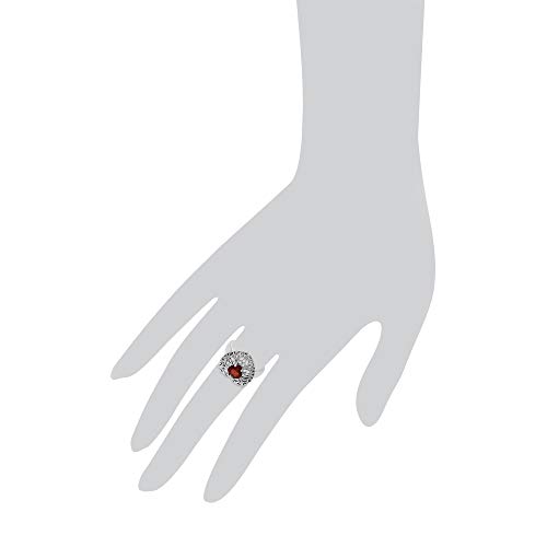 Image of 925 7x7mm Thai Garnet Heart Cut Statement Ring