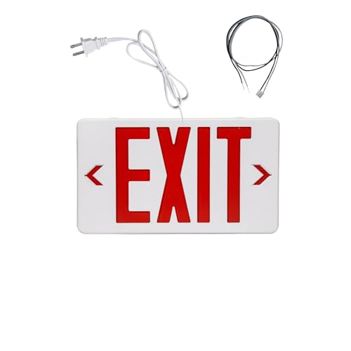 TANLUX Red Exit Sign with 1.0 Meter Plug in Cord Plug in Exit Sign with Battery Backup Lights for Business Commerical Emergency Lighting Combo UL Listed AC 120V Double Face 1 Pack