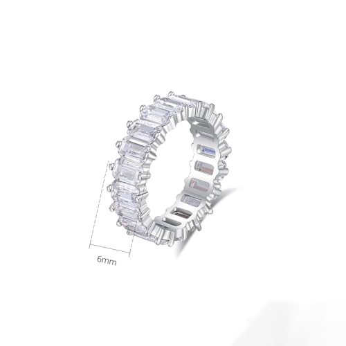 Emerald Cut Moissanite Eternity Ring in 14K Gold, Chic Engagement and Wedding Gift for Her2