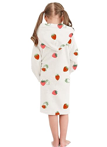Image of Umeyda Girls Fleece Hooded Robes, Warm Printed Bath Robe for Kids Soft Fuzzy Bathrobe for Gifts