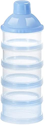 Giftik Pot de Récipient de Distributeur de Formule de Lait en Poudre, Boîtes de Lait Empilables Portatives Empilables de Boîte d'alimentation de Bébé de 5 Couches pour Le Voyage en Plein Air Bleu Cover