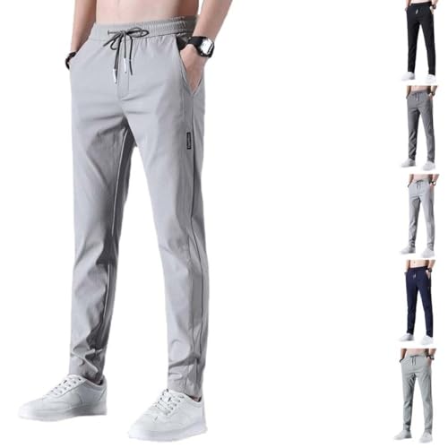 Pantalon de jogging été homme respirant soie glacée ample gris running