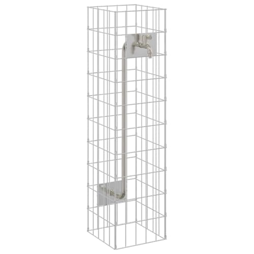 vidaXL Gabionensäule mit Wasserhahn 100 x 25 x 25 cm aus Edelstahl – stilvolles, langlebiges Garten-Element, einfach aufzubauen. Praktische Funktion für Terrassendekor im modernen rechteckigen Design.