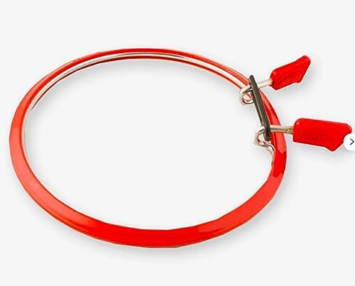Image of Nurge Metal Embroidery Hoops - Premium Spring Tension Embroidery Hoop for Cross Stitch - Durable Ring with Quick Release Safety Clip - Ideal for Crafters,Beginners & Professionals - Red - Medium