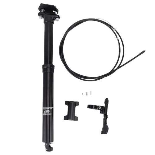 Asixxsix バイクドロッパーポスト、125mm旅行内部ルーティングドロッパーシートポスト軽量アルミニウム合金油圧リフティングシートポストマウンテンバイク用の密閉リング付き