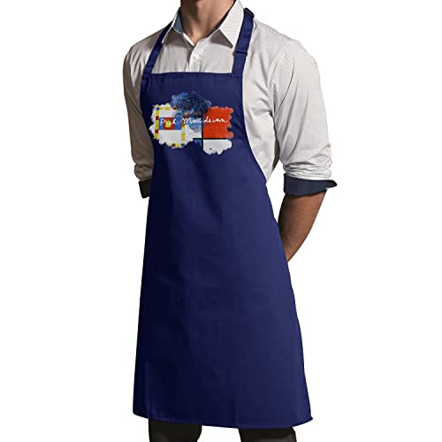 Tablier cuisine navy Mondrian premium de style abstrait