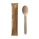 PAPSTAR 50 Löffel, Holz Pure 16 cm einzeln verpackt in Papierbeutel