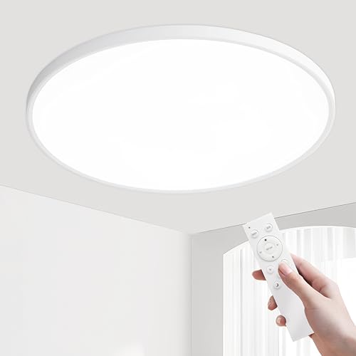 MOONSEA LED Deckenleuchte Flach Dimmbar mit Fernbedienung 80W, Deckenlampe Rund Groß Wohnzimmer, 3000-6000K Ø79cm, Deckenleuchte Gross für Wohnzimmer Schlafzimmer Büro, Weiß