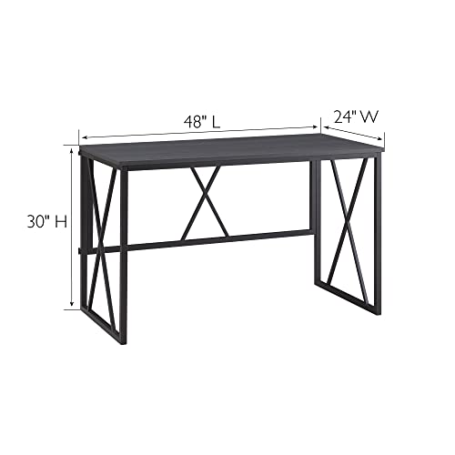Image of Leick Home Collapsible X Desk, 48 inch, Gray Herringbone, Matte Black