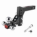 TYT Adjustable Trailer Hitch Ball Mount, Tri-Ball (1-7/8'' X 2'' X 2-5/16''), Fits 2'' Receiver, 5'' Rise/Drop Hitch, Heavy-Duty for Towing 10000lbs
